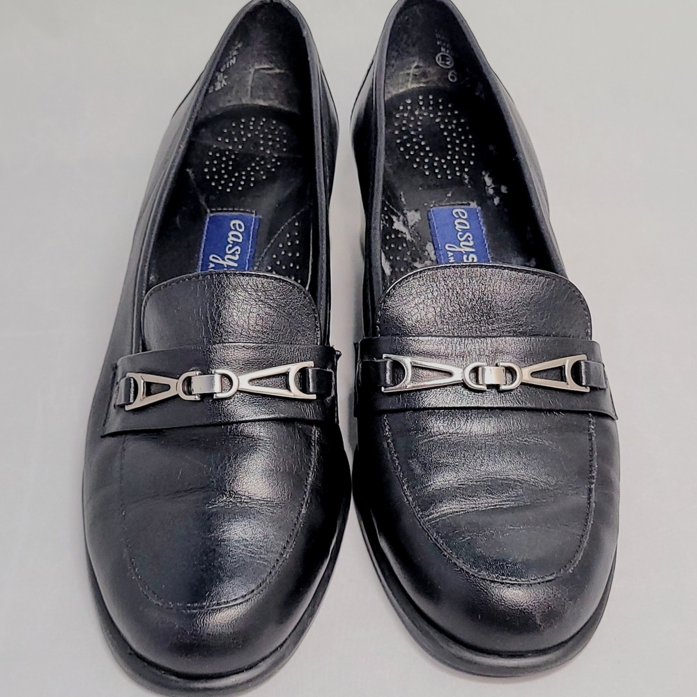 Easy Spirit Black Loafers with Silver Accent Used